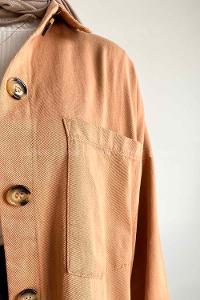 Brown With Milk Shirt Collar Long Arm Cotton Fabric Jacket
