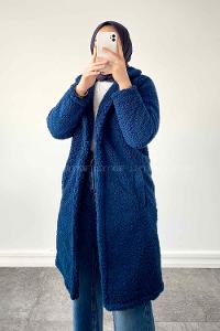 Modalamelif  Tek Düğmeli Peluş Kaban Petrol Mavisi