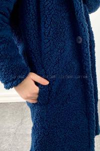 Modalamelif  Tek Düğmeli Peluş Kaban Petrol Mavisi