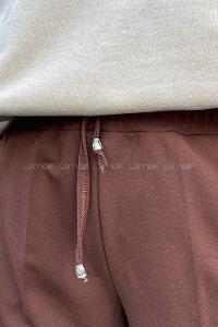 Lamelif Bel Lastikli Kalem Pantolon Acı Kahve