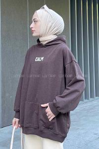 Lamelif Calm Baskı Detaylı Sweatshirt Kahverengi