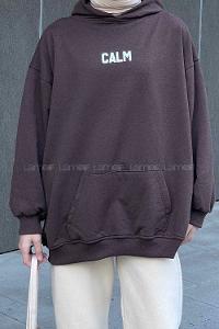 Lamelif Calm Baskı Detaylı Sweatshirt Kahverengi