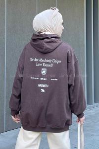 Lamelif Calm Baskı Detaylı Sweatshirt Kahverengi