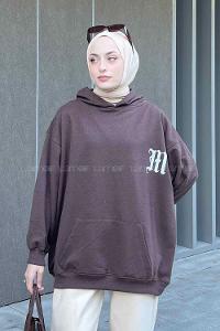 Lamelif Makıng The Headway Baskılı Sweatshirt Kahverengi
