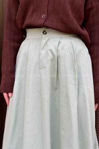 Mint Green Linen Unprinted Flare Skirt