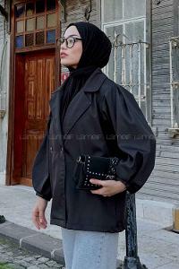 Lamelif Pamela Balon Kol Trenç Siyah