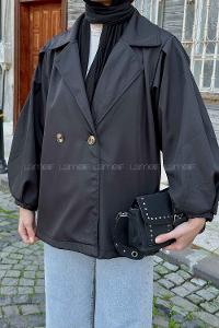 Lamelif Pamela Balon Kol Trenç Siyah