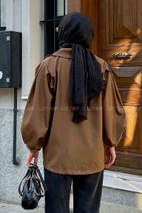 Lamelif Pamela Balon Kol Trenç Vizonrengi