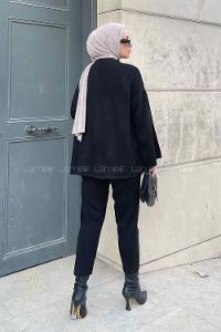 Black Mandarin Collar Long Arm Without Accessories Knitwear Regular Trousers Comfortable Suit