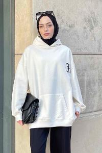 Lamelif Makıng The Headway Baskılı Sweatshirt Ekru
