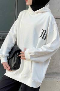 Lamelif Makıng The Headway Baskılı Sweatshirt Ekru