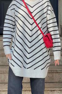 White Turtle Neck Knitwear Unprinted Tunic