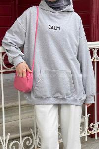 Lamelif Calm Baskı Detaylı Sweatshirt Gri