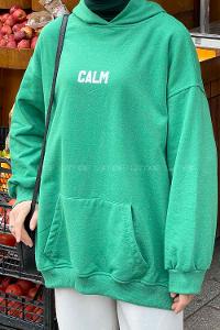 Lamelif Calm Baskı Detaylı Sweatshirt Yeşil
