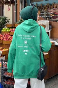 Lamelif Calm Baskı Detaylı Sweatshirt Yeşil