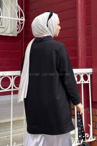 Black Mandarin Collar Long Arm Unprinted Sweatshirt