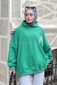 Lamelif Makıng The Headway Baskılı Sweatshirt Yeşil
