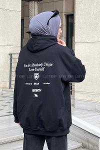 Lamelif Calm Baskı Detaylı Sweatshirt Siyah