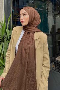 Lamelif Dior Desen Jakar Serisi Şal Acı Kahve