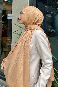 Lamelif Dior Desen Jakar Serisi Şal Camel