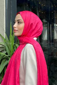 Lamelif Dior Desen Jakar Serisi Şal Fuşya