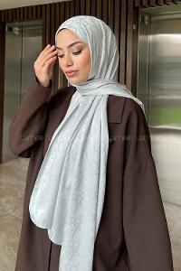 Lamelif Dior Desen Jakar Serisi Şal Gümüş Gri