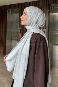 Lamelif Dior Desen Jakar Serisi Şal Gümüş Gri