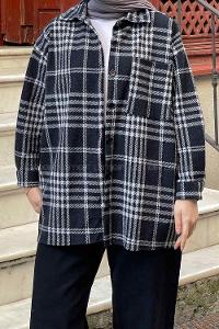 Modalamelif Ekose Desen Gömlek Gri Siyah