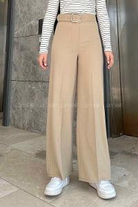 Brown With Milk Viscose Fabric High Waist Material Pants