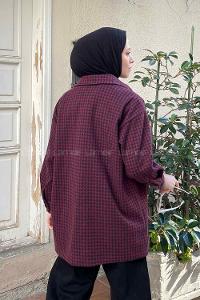 Modalamelif Kazayağı Desen Gömlek Bordo