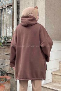 Lamelif Körük Cepli Sweatshirt Acı Kahve