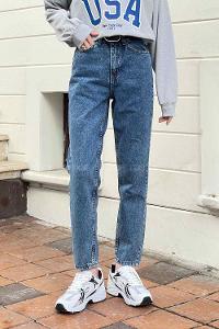 Denim Blue Cotton High Waist Denim Pants