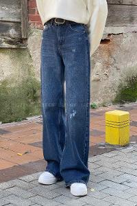 Lamelif Palazzo Yırtık Jean  Kot Mavisi