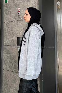 Lamelif Sacramento Baskılı Oversize Sweatshirt Gri