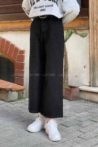 Smoked Cotton High Waist Denim Pants