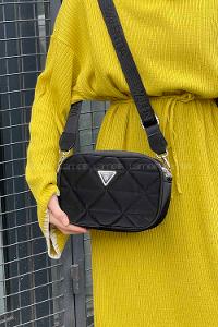 Lamelif Kapitone Detaylı Dona Kadın Çapraz Kadın Çanta Siyah