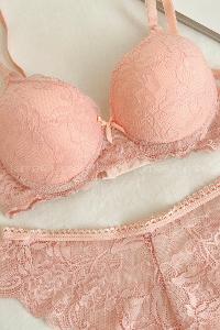 Lamelif Dantelli Destekli Sütyen Takım Somon Renk