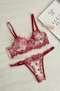 Claret Red Cotton Fabric Underwire Unsupport 