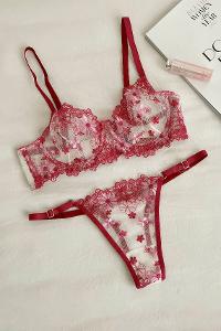 Claret Red Cotton Fabric Underwire Unsupport 