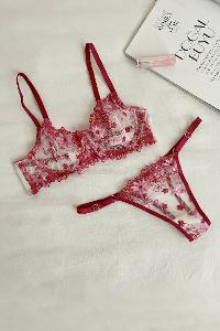 Claret Red Cotton Fabric Underwire Unsupport 