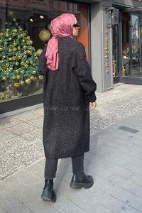 Lamelif  Coccolina Payet Detaylı Kaban Siyah