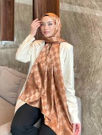 Lamelif Dama Desen Jakar Şal Tarçın
