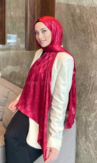 Lamelif Dama Desen Jakar Şal Vişne