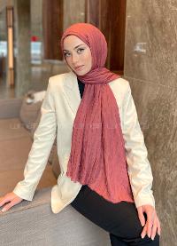 Lamelif Piliseli Bambu Şal Gül Kurusu