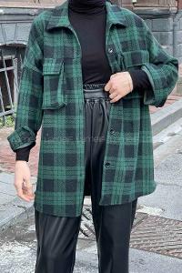 Modalamelif Ekose Desen Kapak Cep Detaylı Gömlek Yeşil