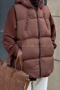 Brown Hood Neck Zero Arm Without Accessories Cotton Unprinted Vest