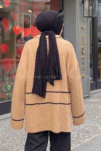 Camel Zippered Neck Knitwear Tunic