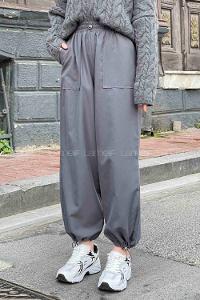 Lamelif  Stoperli  Soft Paraşüt Pantolon Antrasit