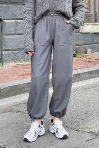 Lamelif  Stoperli  Soft Paraşüt Pantolon Antrasit