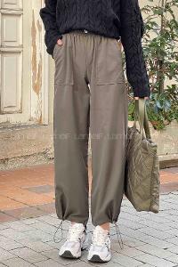 Lamelif  Stoperli  Soft Paraşüt Pantolon Haki